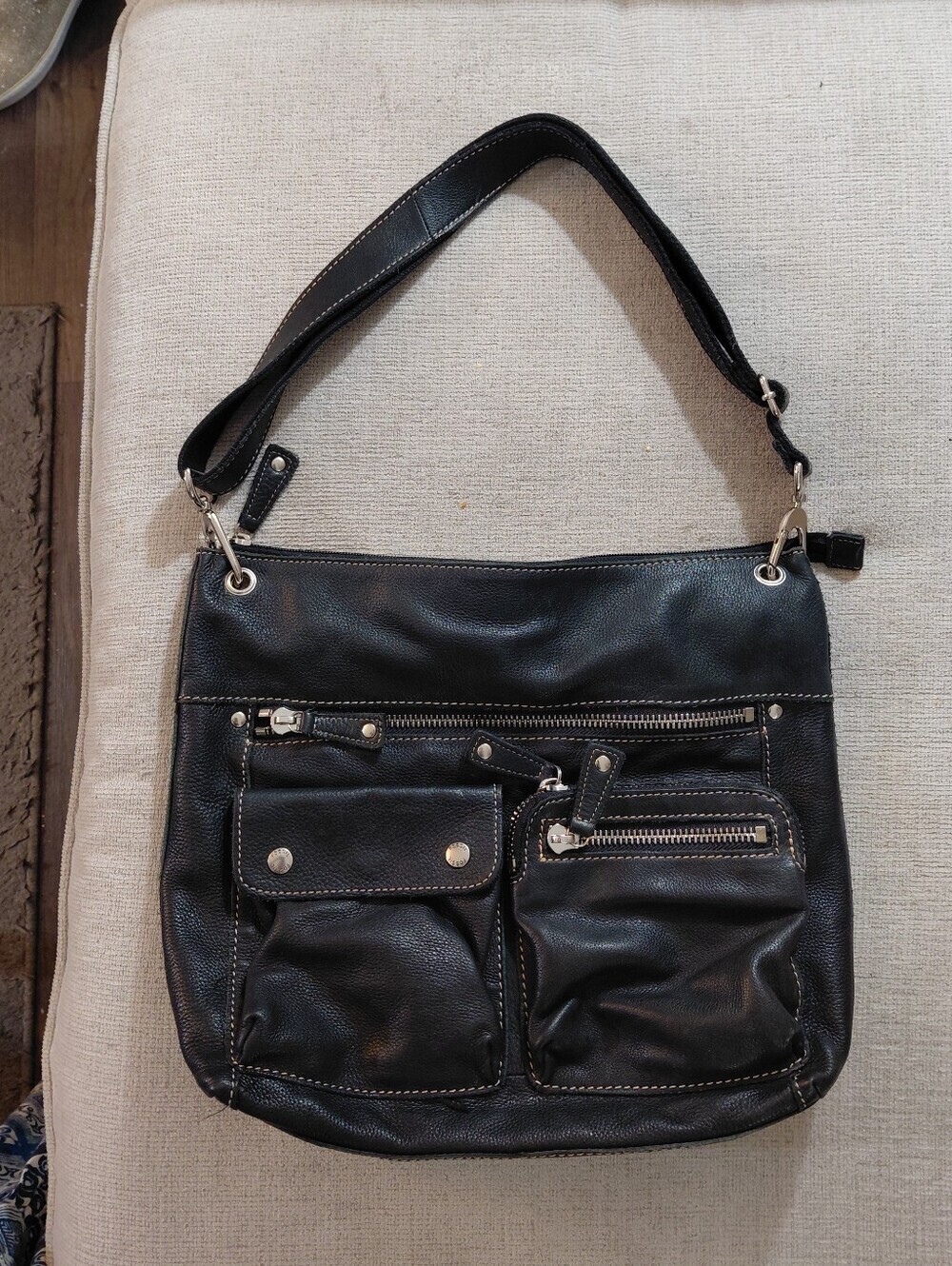 Fossil Black Leather Messenger Crossbody Shoulder Bag - Picture 13 of 13